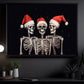 Three Skeletons Wear Santa Hats, Skeleton Christmas Canvas Painting, Xmas Wall Art Decor - Skeleton Poster Gift