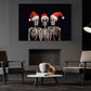 Three Skeletons Wear Santa Hats, Skeleton Christmas Canvas Painting, Xmas Wall Art Decor - Skeleton Poster Gift