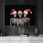 Three Skeletons Wear Santa Hats, Skeleton Christmas Canvas Painting, Xmas Wall Art Decor - Skeleton Poster Gift