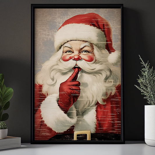 Keep Silent, Santa Claus Christmas Canvas Painting, Xmas Wall Art Decor - Santa Poster Gift