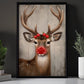 Rudolph Deer Red Nose, Deer Christmas Canvas Painting, Xmas Wall Art Decor - Deer Poster Gift