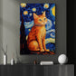 Starry Night Cat On The Tree, Cat Canvas Painting, Van Gogh Wall Art Decor - Cat Poster Gift