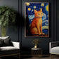 Starry Night Cat On The Tree, Cat Canvas Painting, Van Gogh Wall Art Decor - Cat Poster Gift