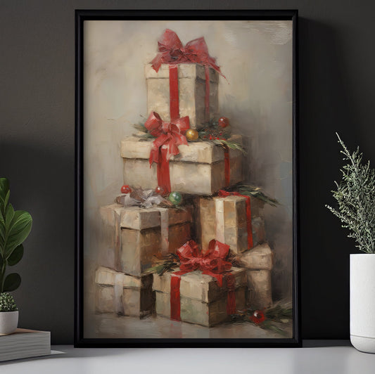 Gifts Arrange Christmas Tree, Christmas Tree Canvas Painting, Xmas Wall Art Decor - Christmas Poster Gift