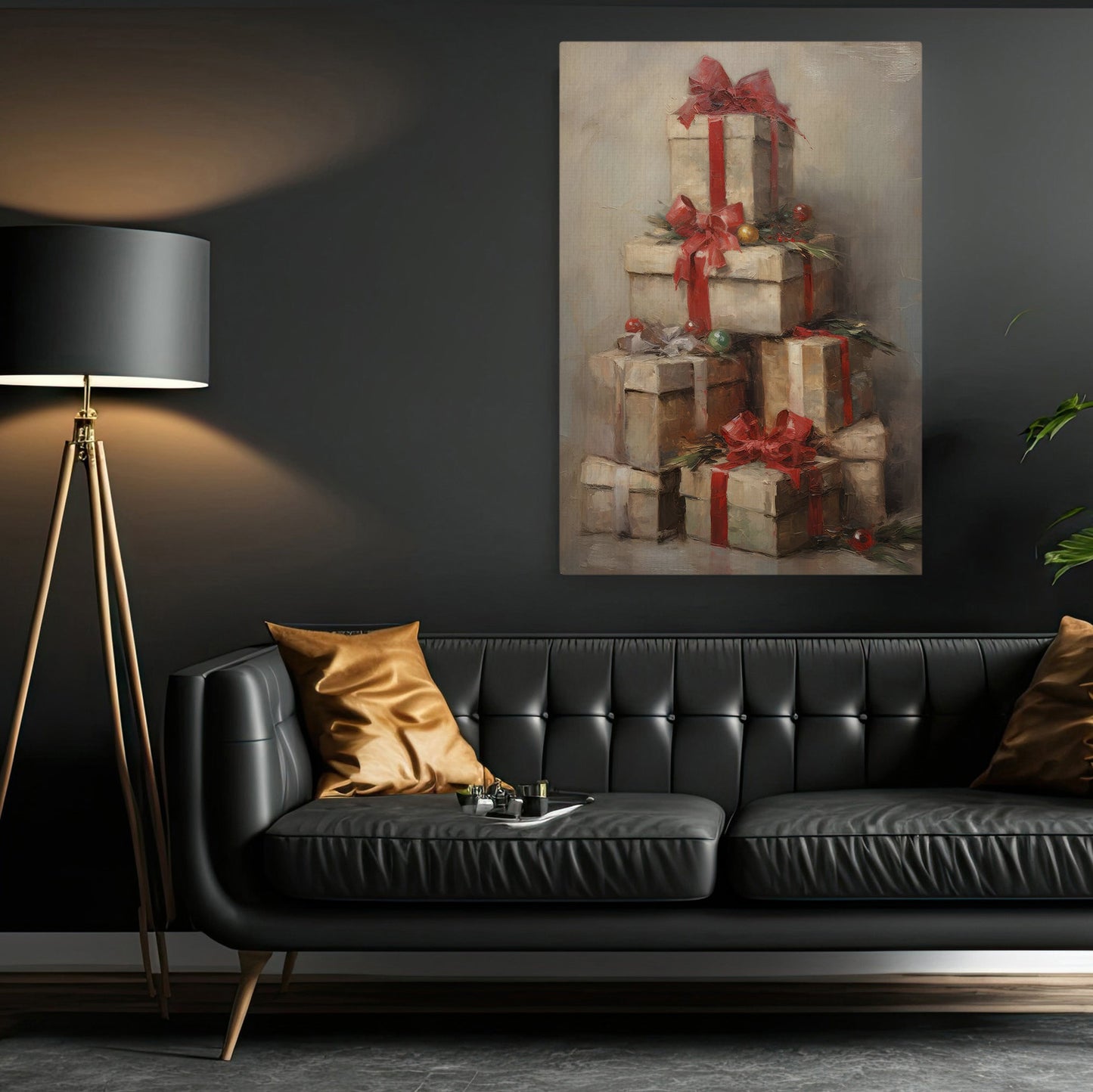 Gifts Arrange Christmas Tree, Christmas Tree Canvas Painting, Xmas Wall Art Decor - Christmas Poster Gift