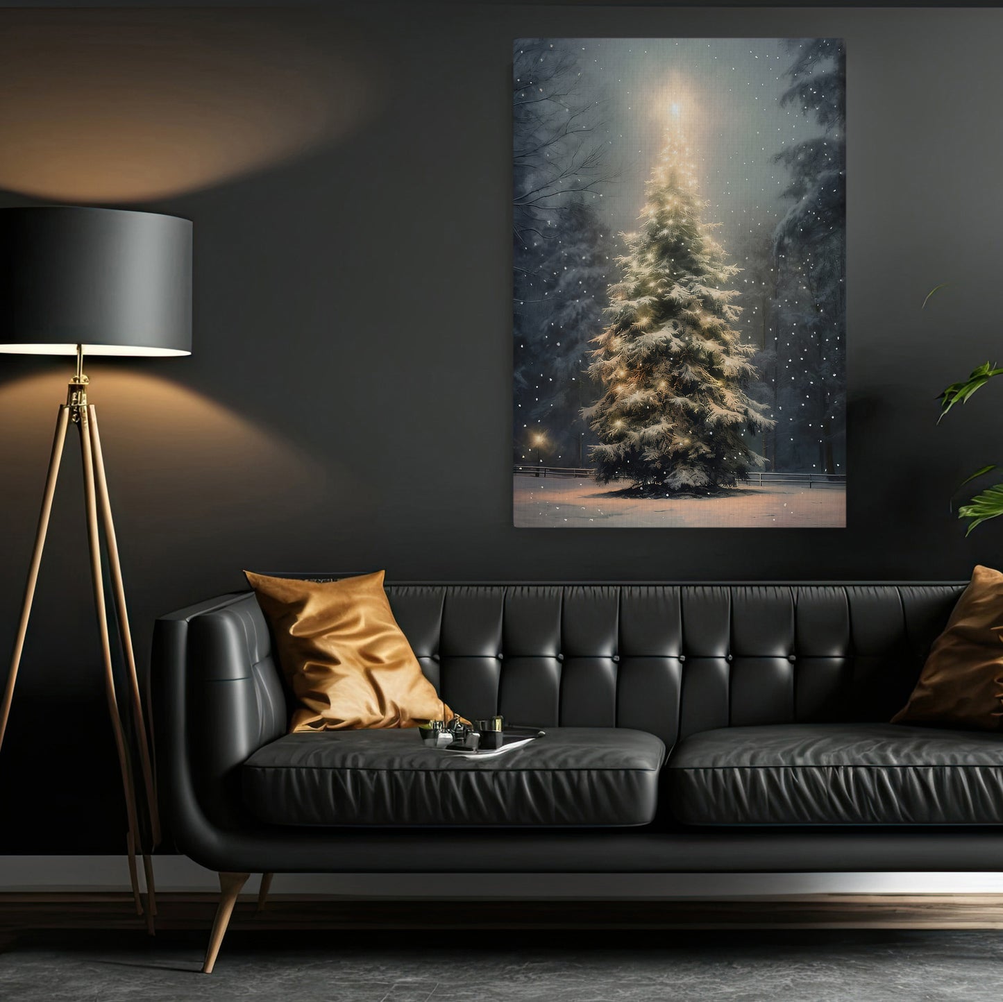 Christmas Tree Brighten On Winter, Canvas Painting, Xmas Wall Art Decor - Christmas Poster Gift