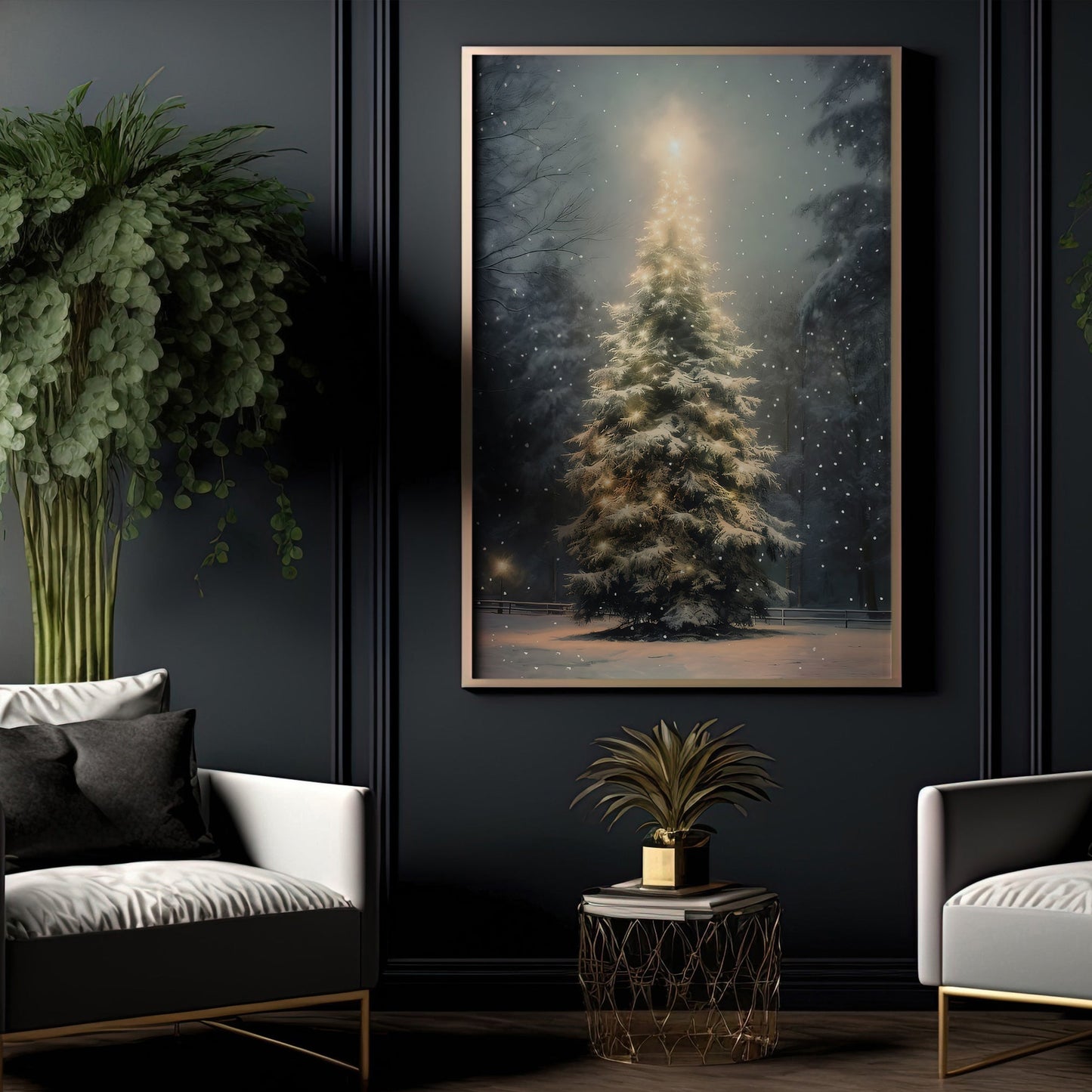 Christmas Tree Brighten On Winter, Canvas Painting, Xmas Wall Art Decor - Christmas Poster Gift