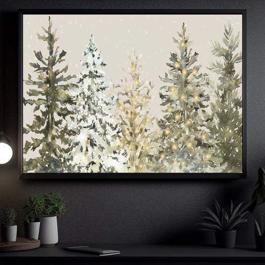 Neutral Winter Forest, Forest Canvas Painting, Xmas Wall Art Decor - Christmas Poster Gift