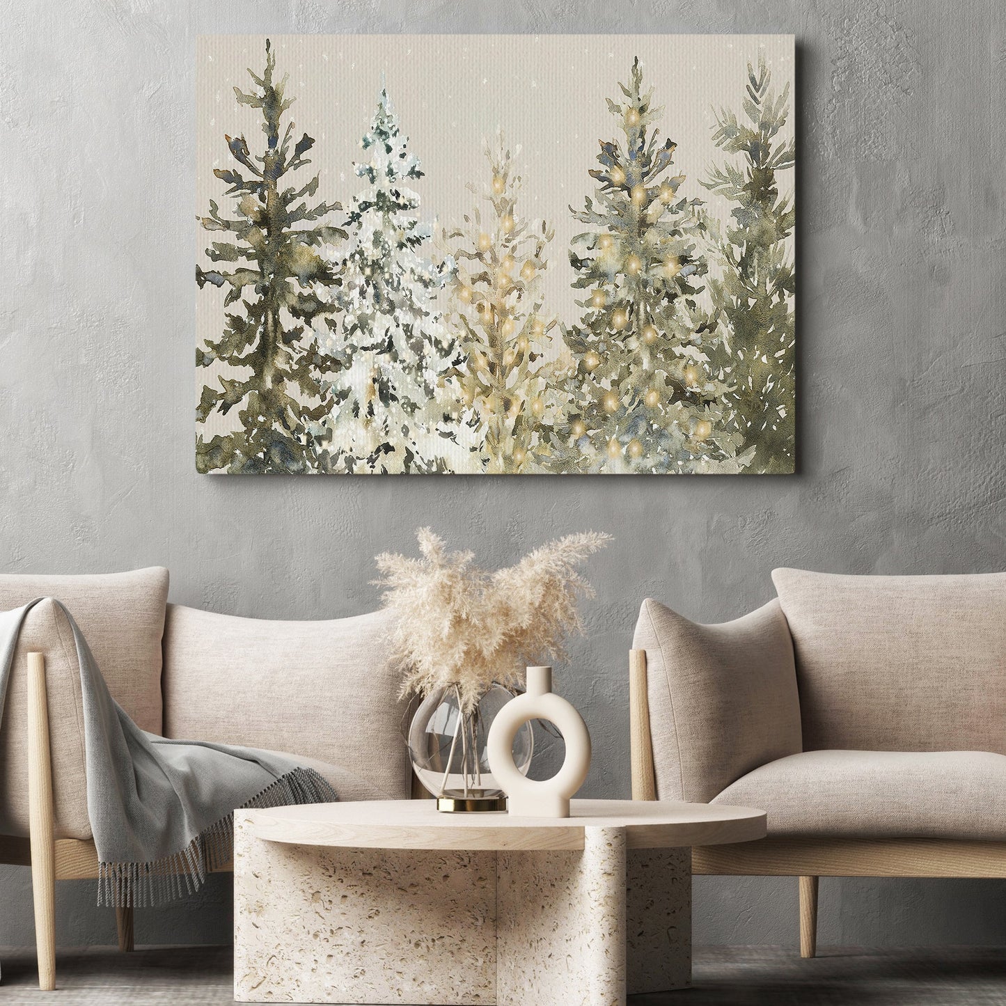 Neutral Winter Forest, Forest Canvas Painting, Xmas Wall Art Decor - Christmas Poster Gift