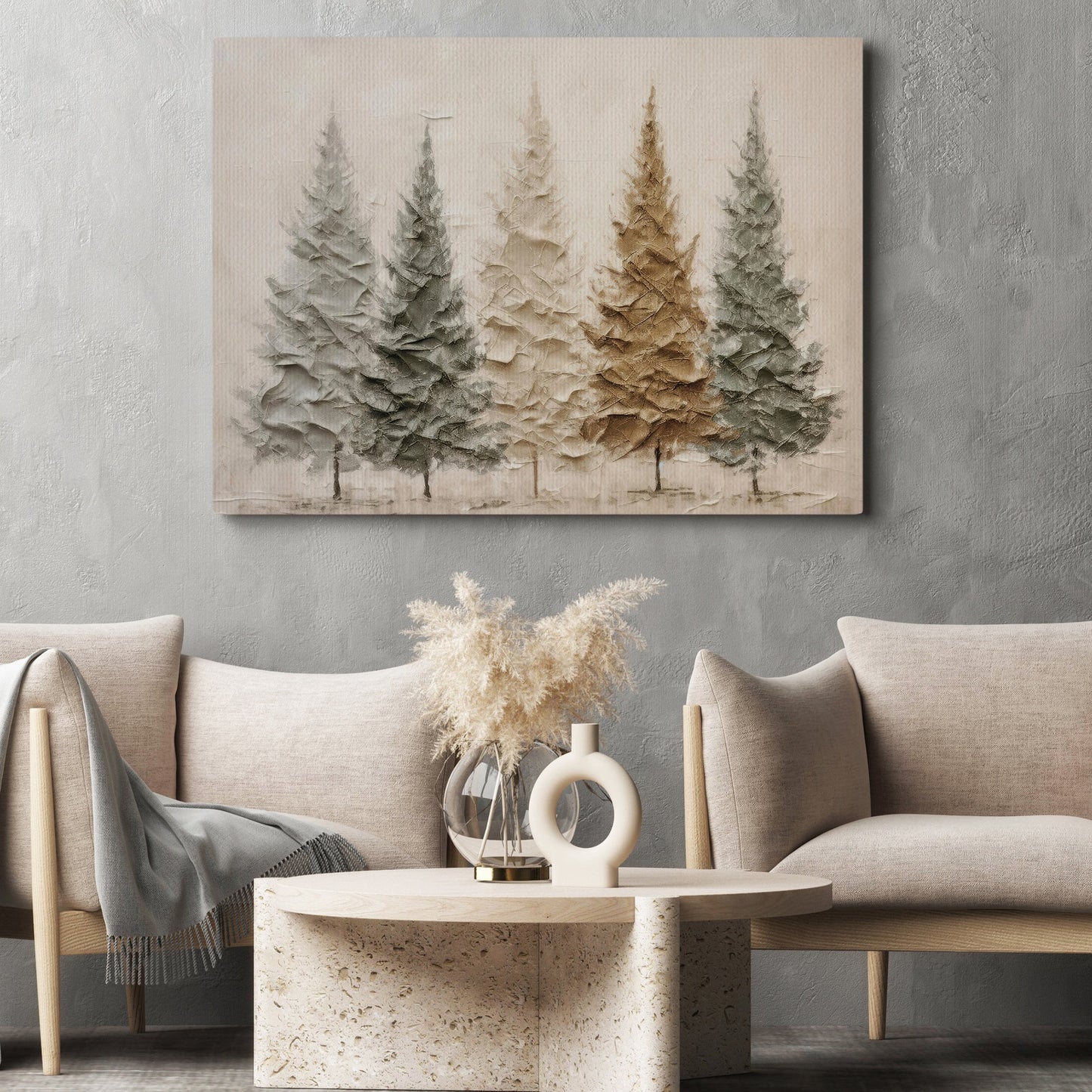 Five Christmas Tree With Different Color, Christmas Tree Canvas Painting, Xmas Wall Art Decor - Christmas Poster Gift