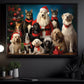 A Festive Gathering Of Santa's Four-Legged Helpers, Animals Canvas Painting, Xmas Wall Art Decor - Christmas Poster Gift