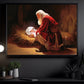 Santa Claus Kneeling At The Manger Canvas Painting, Xmas Wall Art Decor - Christmas Poster Gift