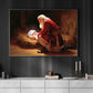 Santa Claus Kneeling At The Manger Canvas Painting, Xmas Wall Art Decor - Christmas Poster Gift