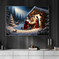 Santa's Homage At The Nativity, Nativity Christmas Canvas Painting, Xmas Wall Art Decor - Christians Poster Gift