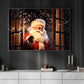 Santa Claus Smiles Through The Window, Santa Claus Canvas Painting, Xmas Wall Art Decor - Christmas Poster Gift