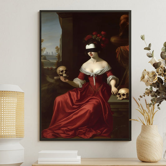 Vintage Elegy in Red, Victorian Princess Canvas Painting, Wall Art Decor - Princess Poster Gift