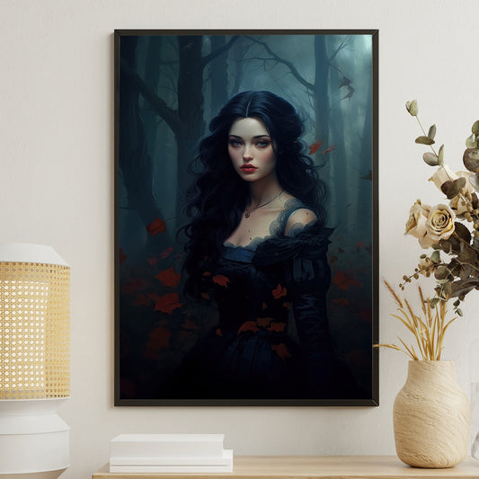 The Forest's Midnight Muse, Victorian Princess Canvas Painting, Wall Art Decor - Princess Poster Gift