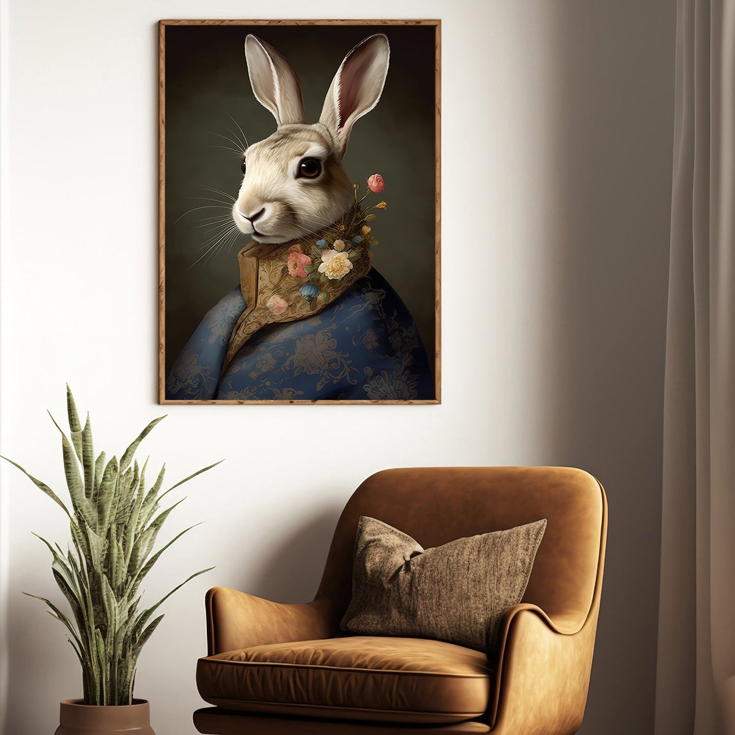 Aristocratic Whiskers The Noble Hare, Victorian Rabbit Canvas Painting, Wall Art Decor - Rabbit Poster Gift