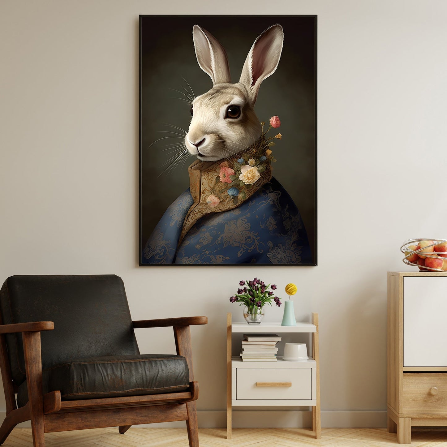 Aristocratic Whiskers The Noble Hare, Victorian Rabbit Canvas Painting, Wall Art Decor - Rabbit Poster Gift