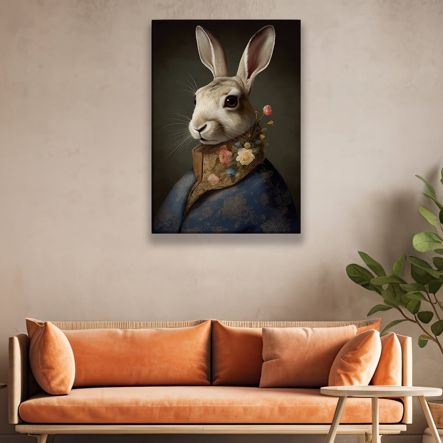 Aristocratic Whiskers The Noble Hare, Victorian Rabbit Canvas Painting, Wall Art Decor - Rabbit Poster Gift