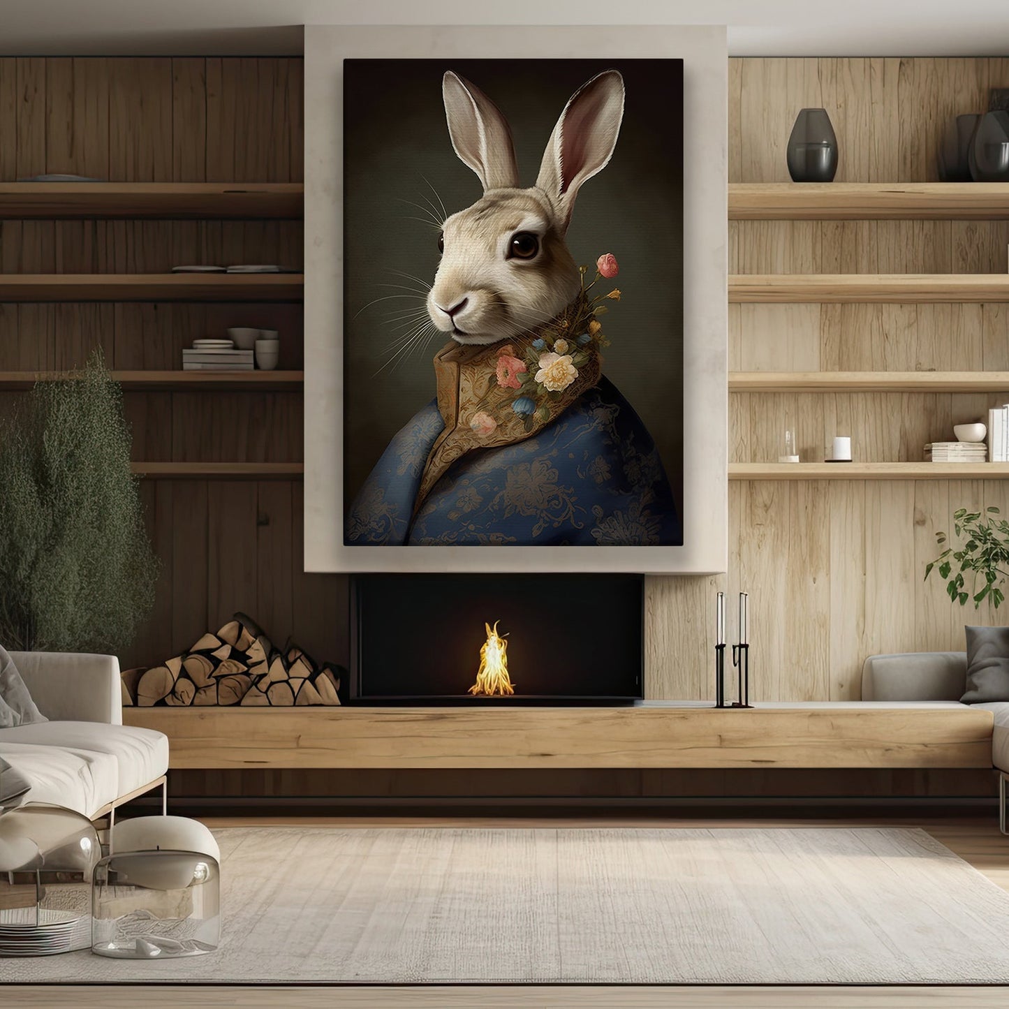 Aristocratic Whiskers The Noble Hare, Victorian Rabbit Canvas Painting, Wall Art Decor - Rabbit Poster Gift