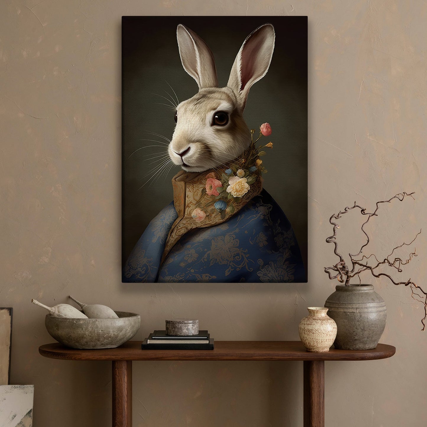 Aristocratic Whiskers The Noble Hare, Victorian Rabbit Canvas Painting, Wall Art Decor - Rabbit Poster Gift