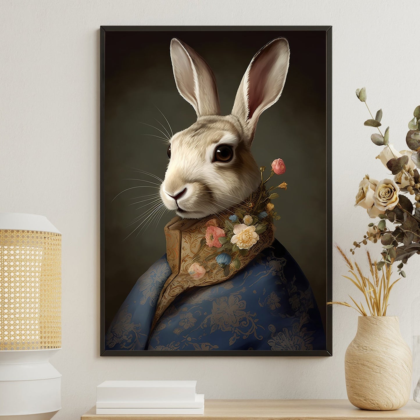 Aristocratic Whiskers The Noble Hare, Victorian Rabbit Canvas Painting, Wall Art Decor - Rabbit Poster Gift