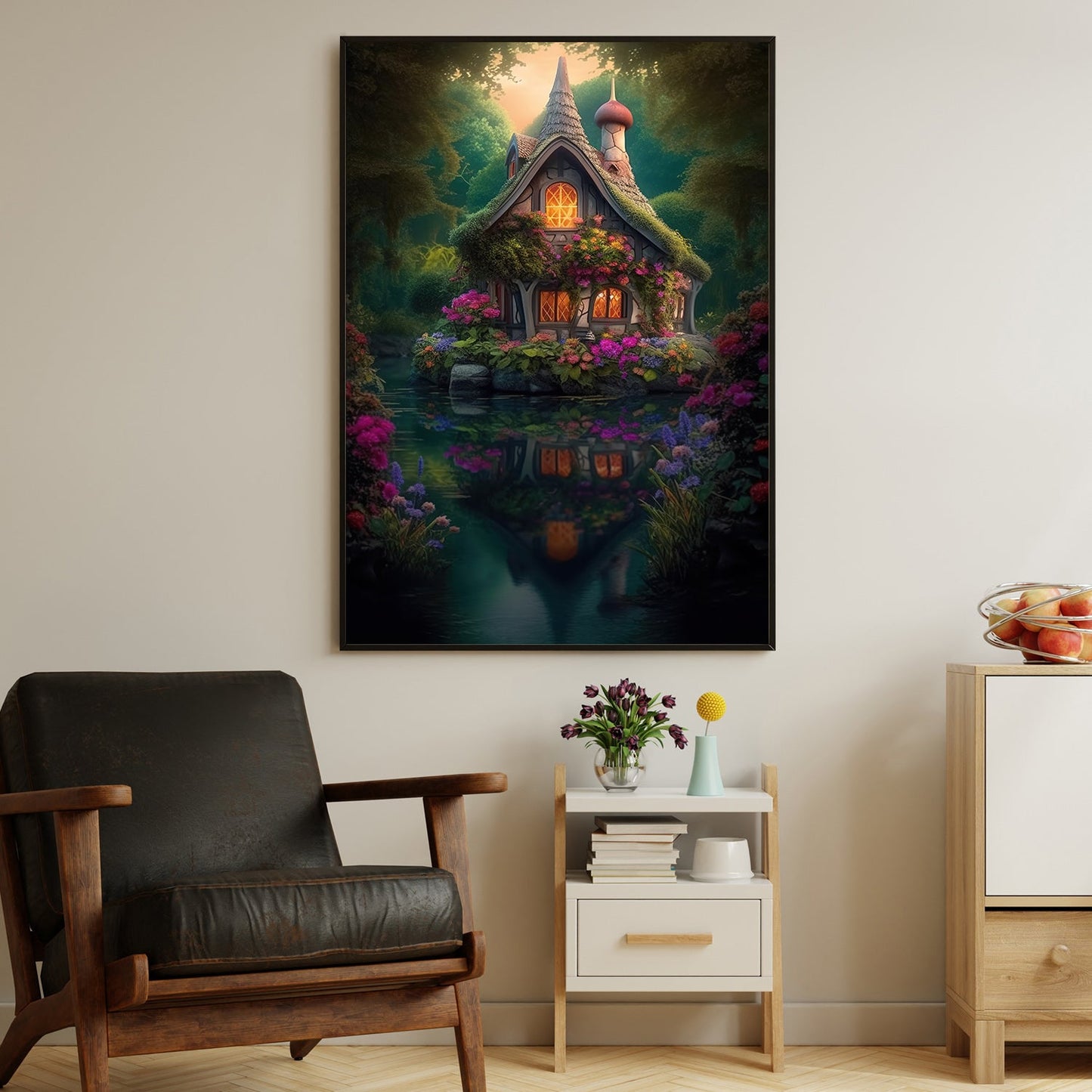 Reflections Of Twilight, Mystical Forest Canvas Painting, Wall Art Decor - Forest Poster Gift