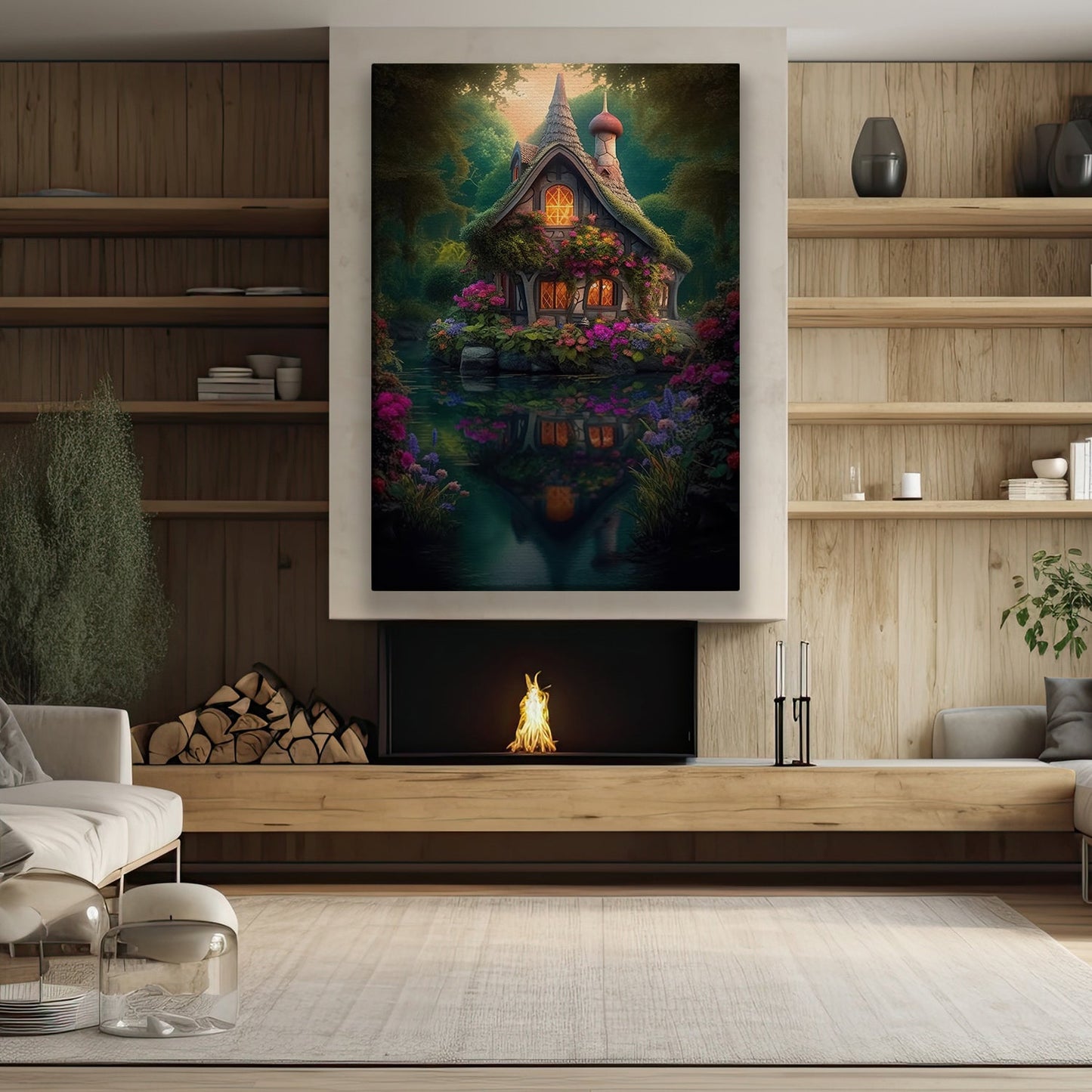 Reflections Of Twilight, Mystical Forest Canvas Painting, Wall Art Decor - Forest Poster Gift