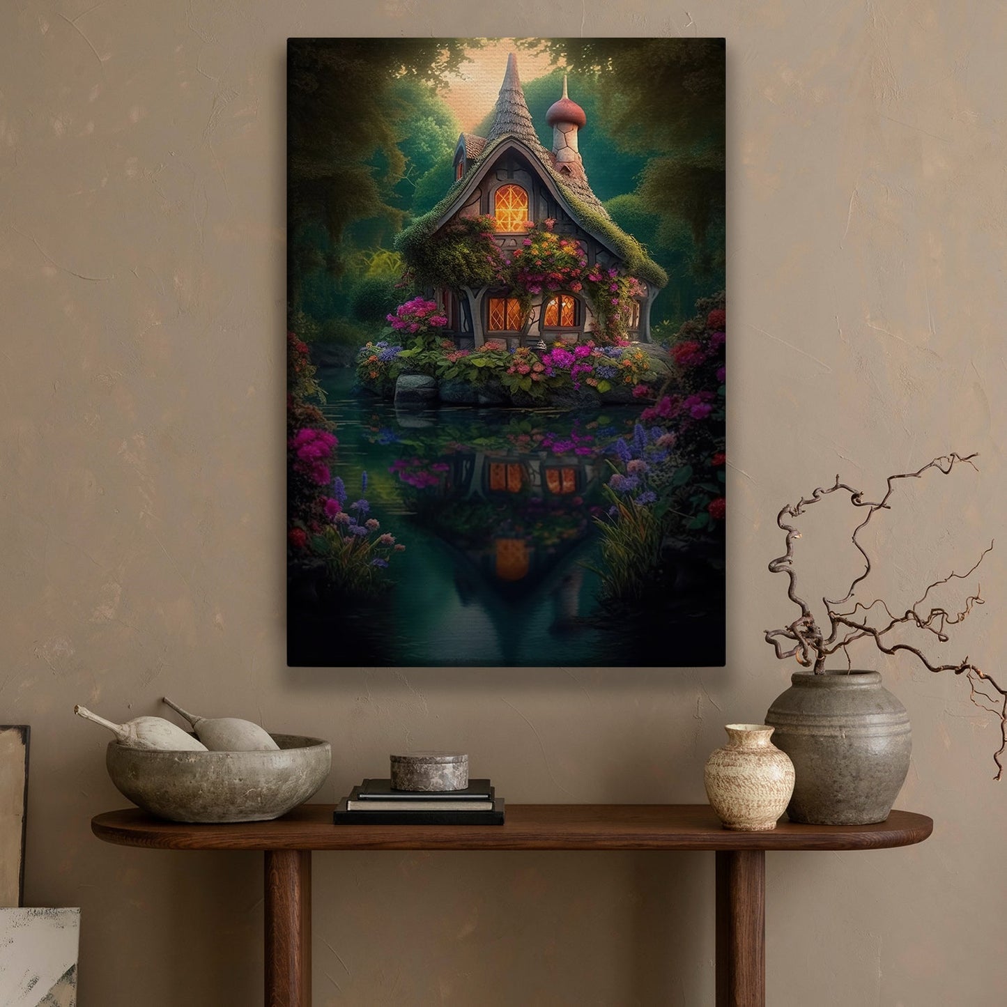 Reflections Of Twilight, Mystical Forest Canvas Painting, Wall Art Decor - Forest Poster Gift