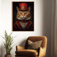 Noble Cat With Red Hat, Victorian Cat Canvas Painting, Majestic Wall Art Decor, Poster Gift For Cat Lovers