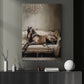 Regal Horse Canvas Painting, Horse Lying Baroque Sofa Wall Art Decor, Poster Gift For Horse Lovers