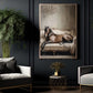 Regal Horse Canvas Painting, Horse Lying Baroque Sofa Wall Art Decor, Poster Gift For Horse Lovers