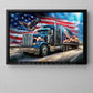 July 4th Truck Eagle Canvas Painting, Patriotic Power Wall Art Decor, Poster Gift For American Lovers, Truck Drivers