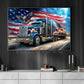 July 4th Truck Eagle Canvas Painting, Patriotic Power Wall Art Decor, Poster Gift For American Lovers, Truck Drivers