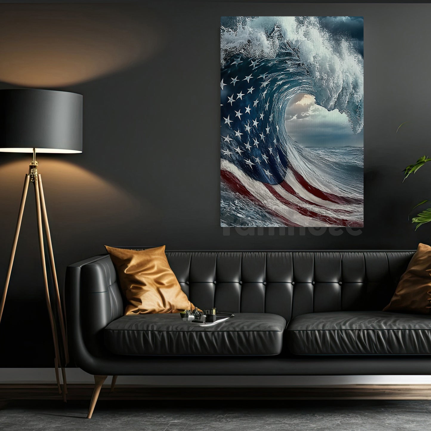 July 4th Wave Canvas Painting, Patriotic Wave Wall Art Decor, Poster Independence Day Gift For American Lovers