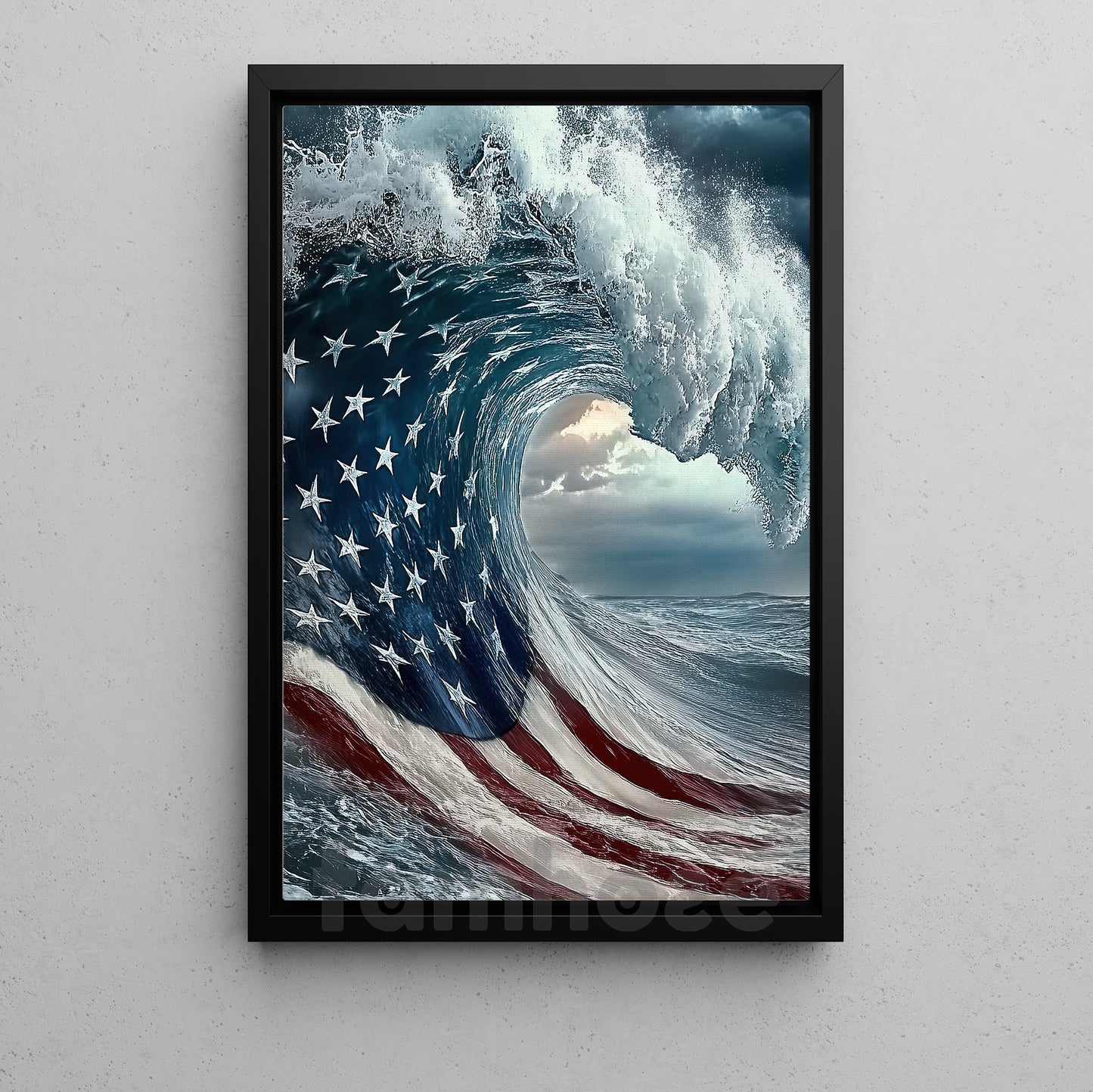 July 4th Wave Canvas Painting, Patriotic Wave Wall Art Decor, Poster Independence Day Gift For American Lovers