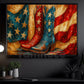 July 4th Cowboy Canvas Painting, Stars And Stripes Boots Wall Art Decor, Independence Day Poster Gift For Cowboy Lovers