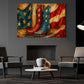 July 4th Cowboy Canvas Painting, Stars And Stripes Boots Wall Art Decor, Independence Day Poster Gift For Cowboy Lovers