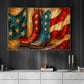 July 4th Cowboy Canvas Painting, Stars And Stripes Boots Wall Art Decor, Independence Day Poster Gift For Cowboy Lovers