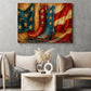 July 4th Cowboy Canvas Painting, Stars And Stripes Boots Wall Art Decor, Independence Day Poster Gift For Cowboy Lovers
