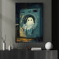 Cute Halloween Boo Canvas Painting, Ghost Doing Laundry Wall Art Decor, Spooky Season Poster Gift For Ghost Lovers