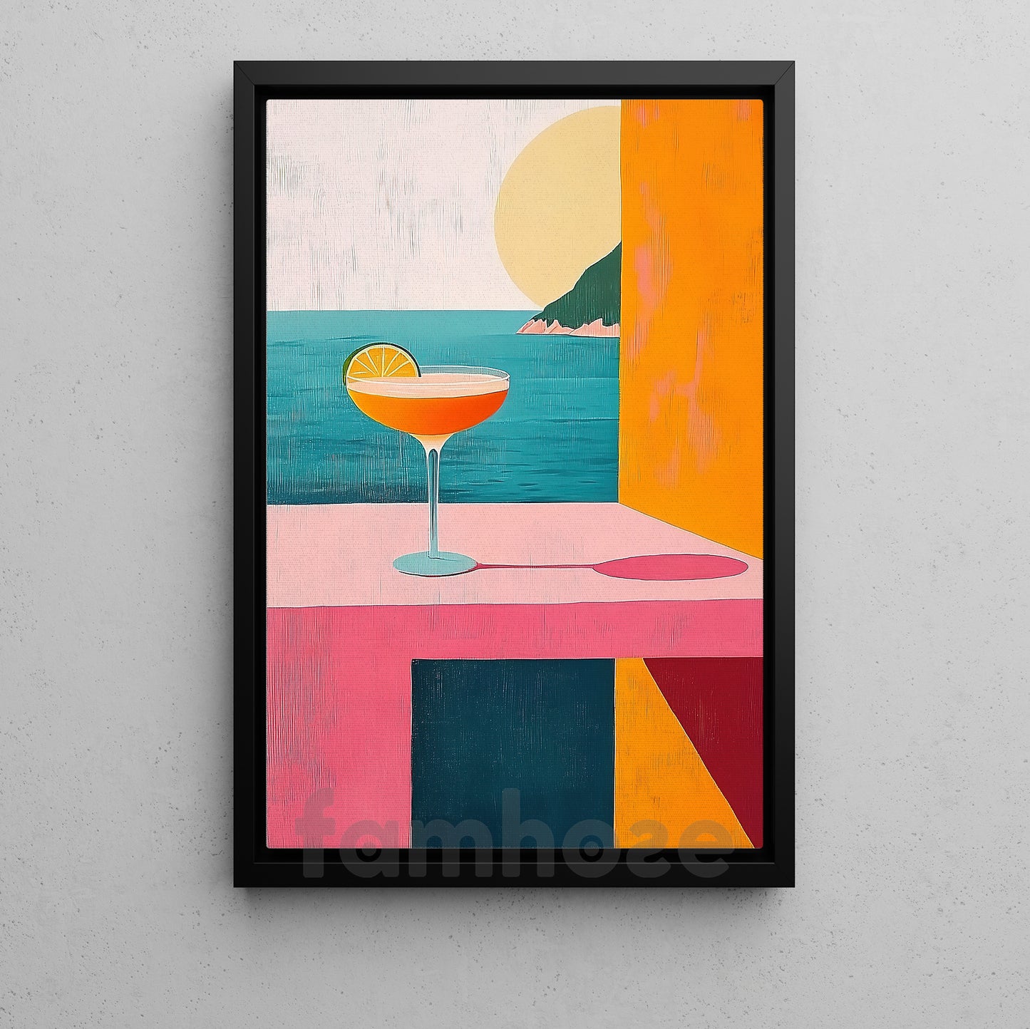 Abstract Canvas Painting, Seaside Cocktail Wall Art Decor, Poster Gift To Decor House Or Office