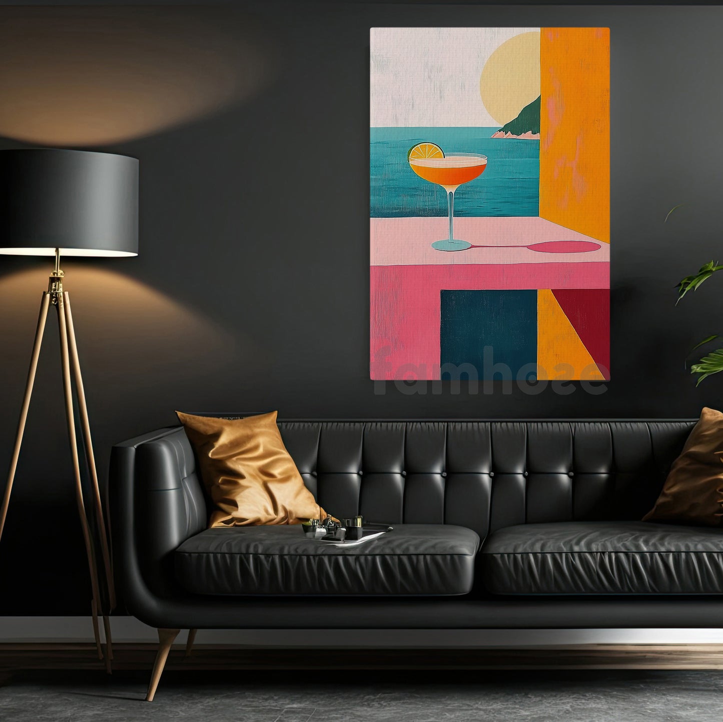 Abstract Canvas Painting, Seaside Cocktail Wall Art Decor, Poster Gift To Decor House Or Office