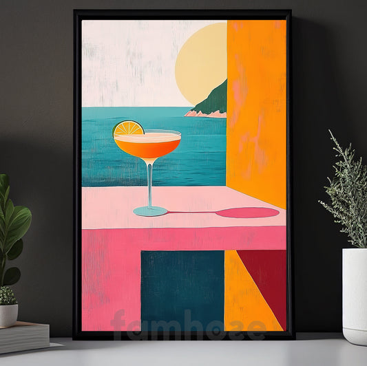 Abstract Canvas Painting, Seaside Cocktail Wall Art Decor, Poster Gift To Decor House Or Office