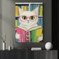 Cute Cat Canvas Painting, Purrfect Reader Wall Art Decor, Poster Gift For Cat Lovers