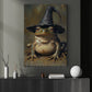 Funny Halloween Witch Frog Canvas Painting, Witch’s Toad Wall Art Decor, Spooky Season Poster Gift For Witch Lovers