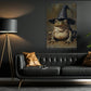 Funny Halloween Witch Frog Canvas Painting, Witch’s Toad Wall Art Decor, Spooky Season Poster Gift For Witch Lovers