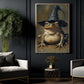 Funny Halloween Witch Frog Canvas Painting, Witch’s Toad Wall Art Decor, Spooky Season Poster Gift For Witch Lovers