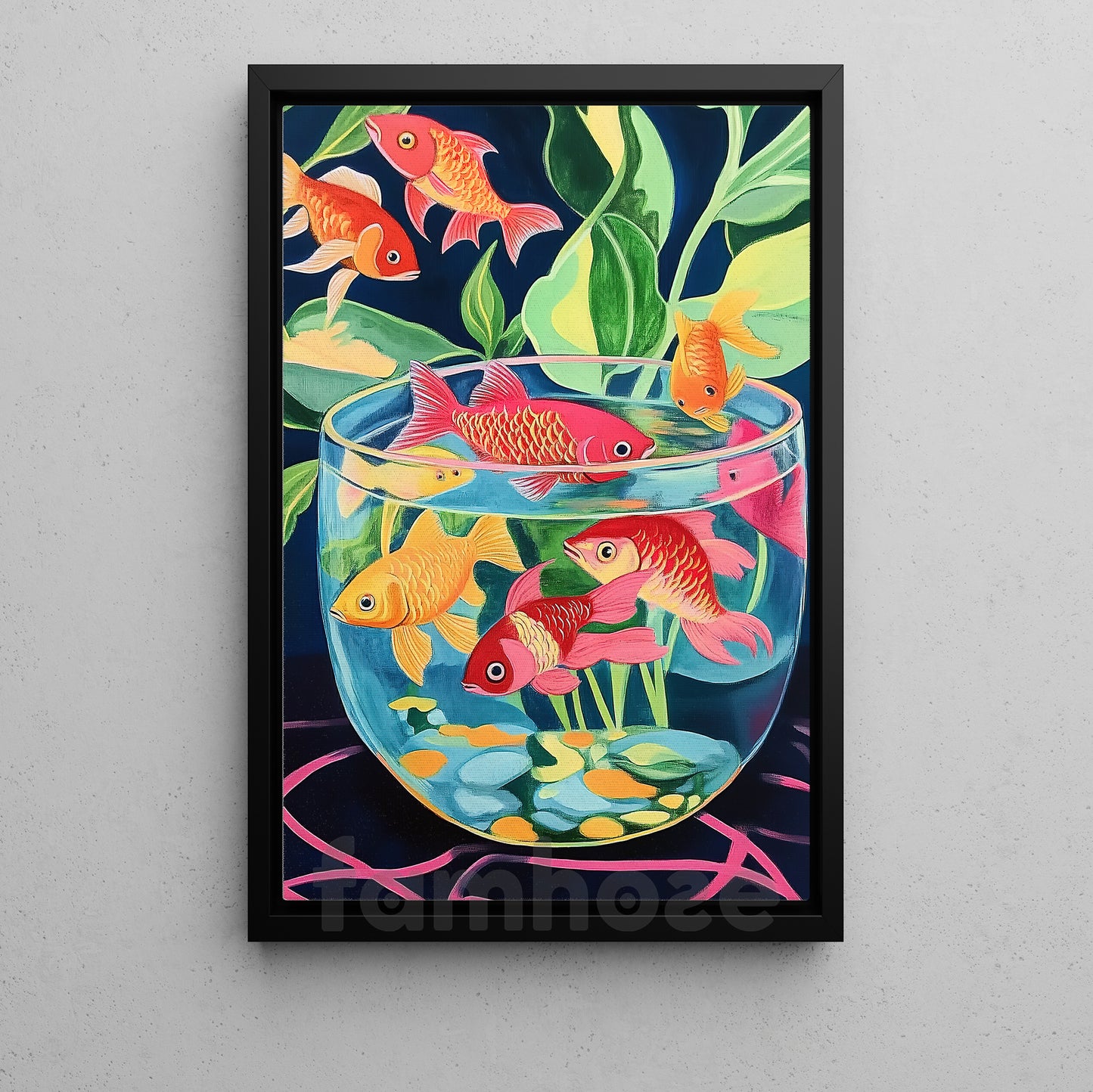 Vibrant Aquarium Canvas Painting, Lucky Goldfish Wall Art Decor, Poster Gift To Decor House Or Office